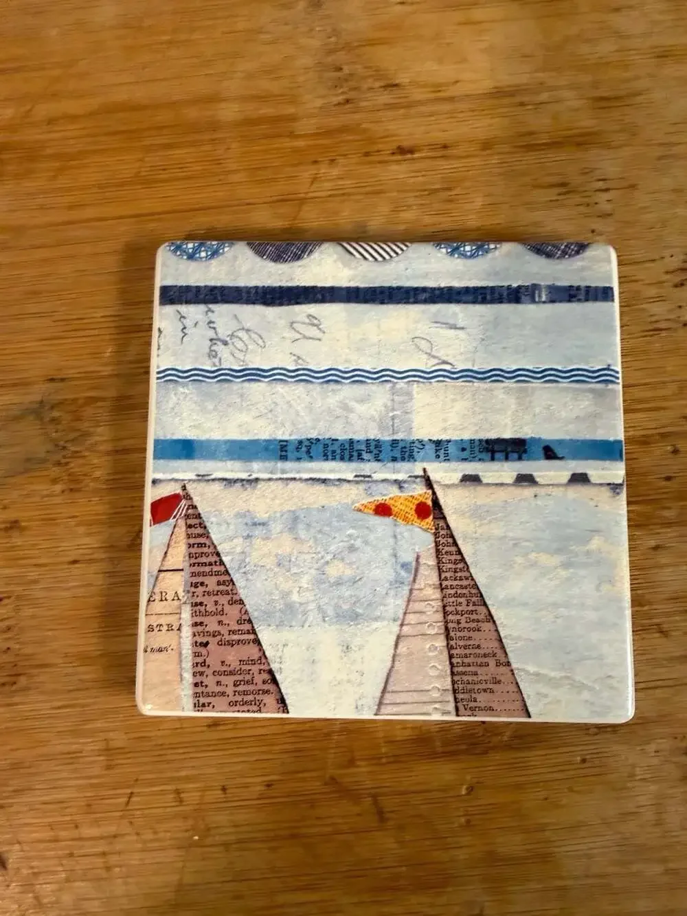Set of 4 Nautical Sailboat Collage Ceramic Coasters